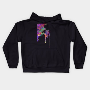 Climber man watercolor art Kids Hoodie